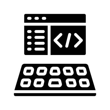 Web simgesi düz vektör tasarımı kodlanıyor                              