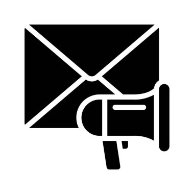 Hoparlörlü E- posta Pazarlaması, Beyaz Arkaplanda İzole Edilmiş Simge 