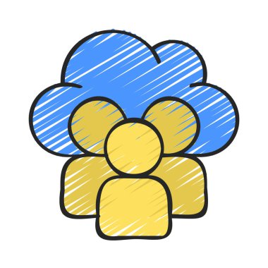 Grup Bulut Simgesi, Vektör İllüstrasyonu. 