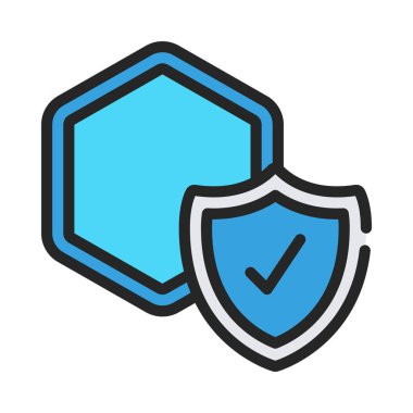 güvenlik kalkanı simgesi renk ana hatları vektörü