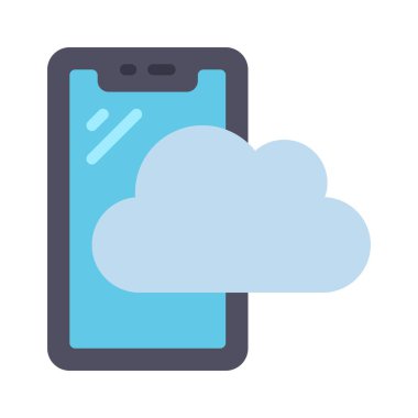 Mobil Bulut Simgesi, Vektör İllüstrasyonu. 