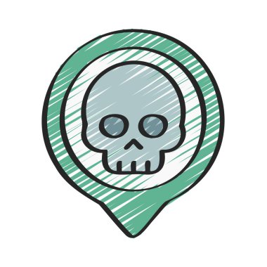 Konum noktası simgesi olan bir kafatasının vektör çizimi