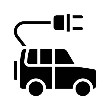 Elektrikli SUV Plug düz simgesi, vektör illüstrasyonu 
