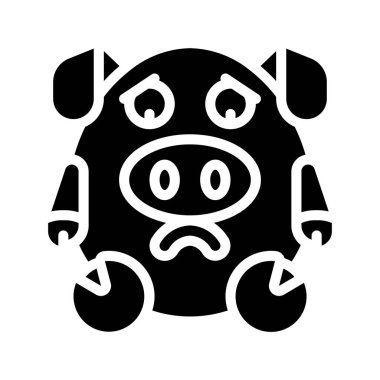 Aşağı domuz düz simge, vektör illüstrasyon 