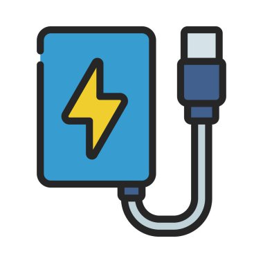 Taşınabilir Charger simgesi, vektör illüstrasyonu basit tasarım