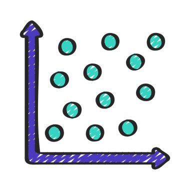 Scatter Grafik düz simgesi, vektör illüstrasyonu 