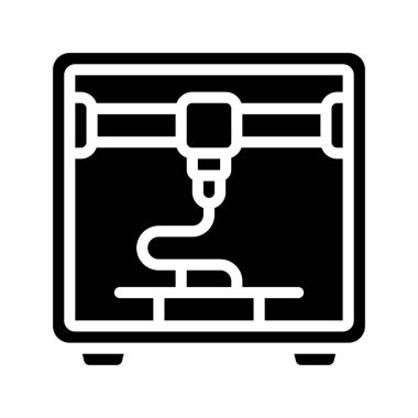 Üç Boyutlu Yazdırma simgesi, vektör illüstrasyonu