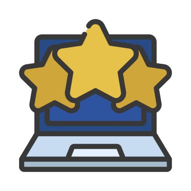 Dizüstü bilgisayar simgesi, vektör illüstrasyonunu gözden geçirir 