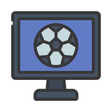 Futbol Filmi düz simgesi, vektör illüstrasyonu 