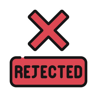 Reddedilmiş Cross düz simgesi, vektör illüstrasyonu 