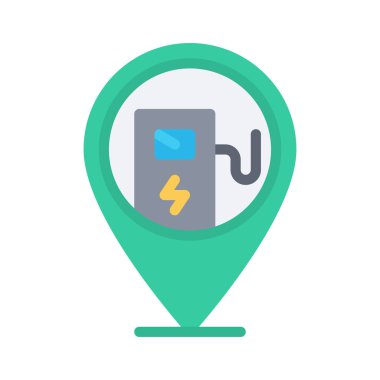 Araç Şarj Noktası düz simgesi, vektör illüstrasyonu 