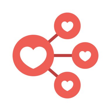 Sosyal Sevgiler Ağ simgesi düz tasarım, vektör illüstrasyonu              