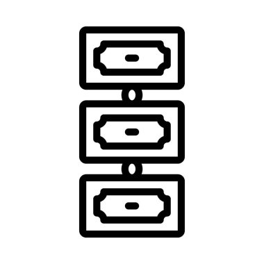 Money Chain web simgesi düz tasarım, vektör illüstrasyonu                                     