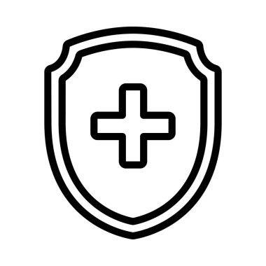 Sağlık sigortası kalkanı basit simge, vektör illüstrasyonu