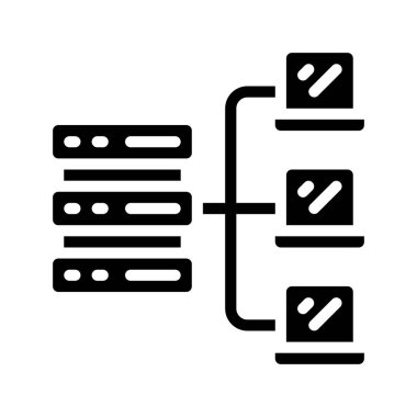 Laptop Sunucu Ağı simgesi, vektör illüstrasyonu 