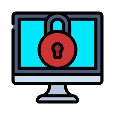 Bilgisayar Kilidi simgesi, vektör illüstrasyonu 