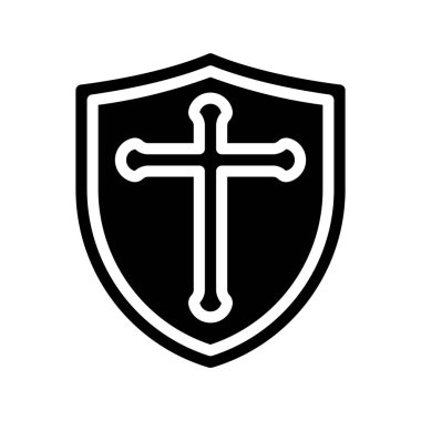 Ortaçağ Savaş Kalkanı basit simgesi, vektör illüstrasyonu