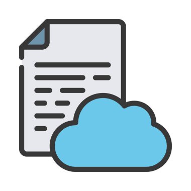 Bulut Belgesi Simgesi, Vektör İllüstrasyonu. 