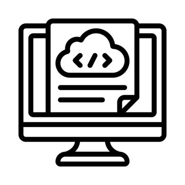 Bilgisayar Bulutu Dosya Simgesi, Vektör İllüstrasyonu. 