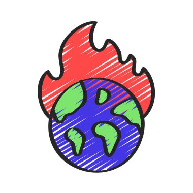 Dünya Ateş Ağı ikon vektör illüstrasyonunda