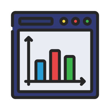 business Website çubuk grafiği simgesi, vektör illüstrasyonu