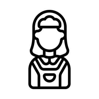 Hizmetçi Kadın web simgesi düz tasarım, vektör illüstrasyonu