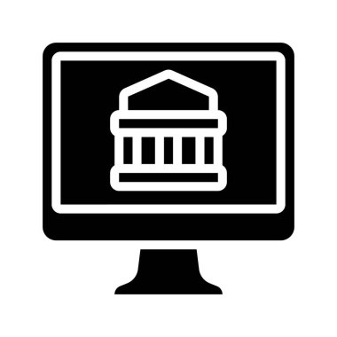 Bilgisayar Çevrimiçi Bankacılık simgesi, vektör illüstrasyonu  