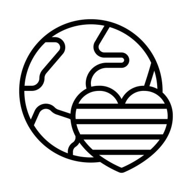 Dünya Çevresinde Aşk simgesi, vektör illüstrasyonu