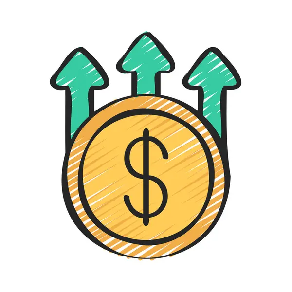 Increase Money Web Icon Vector Illustration — Stock Vector