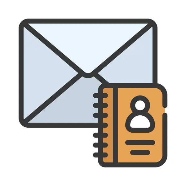Email Con Contatti Icona Isolata Sfondo Bianco — Vettoriale Stock