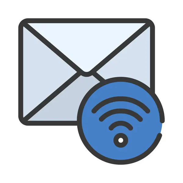 Wifi Posta Simgesi Vektör Illüstrasyonu — Stok Vektör