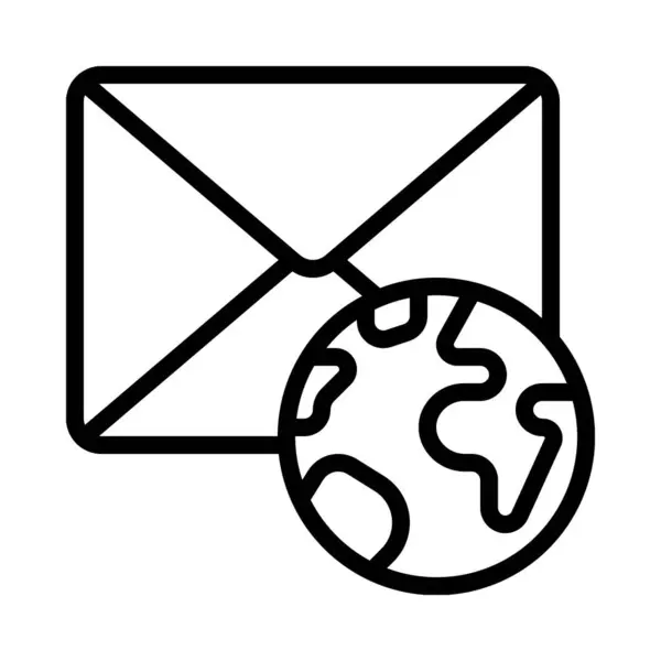 Globalmente Mail Icona Isolata Sfondo Bianco — Vettoriale Stock