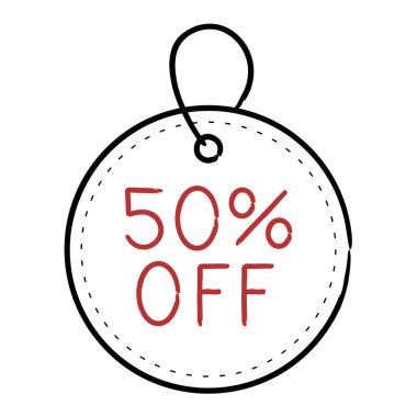 Satışlar Etiketi% 50 indirimli düz simge, vektör illüstrasyonu 