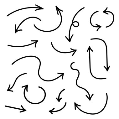 Karalamalı Oklar Ayarlandı, vektör çizimi