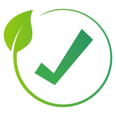 Yeşil eko döngü yaprak kontrol işareti logosu