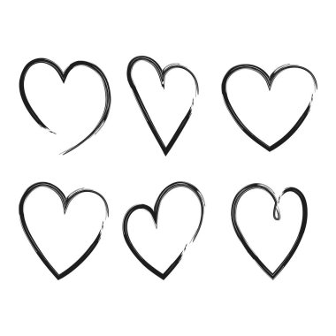 Kalpler Siyah Boya Fırça Kümesi, vektör illüstrasyonu