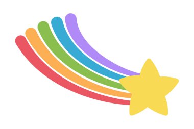 Kayan Yıldız Gökkuşağı Doodle simgesi, vektör illüstrasyonu