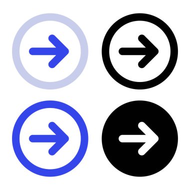  Sağ Ok Çemberi Çoklu Renkler web vektör resimlemesi