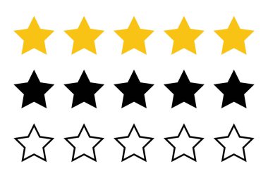 Beyaz arkaplanda izole edilmiş gözden geçirme yıldızları simgeleri