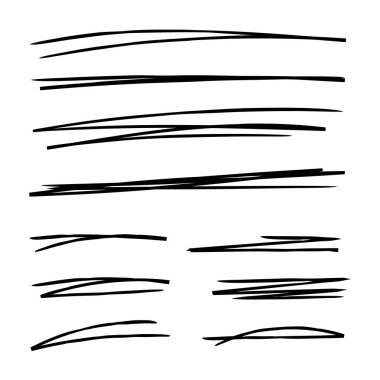Kalem Vuruşu Çizgileri Ayarlandı, vektör illüstrasyonu basit tasarım