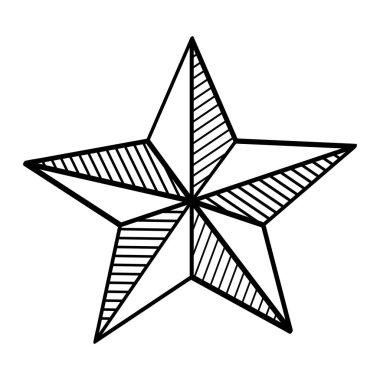 Doodle Biçim 3D Yıldız simgesi, vektör illüstrasyonu