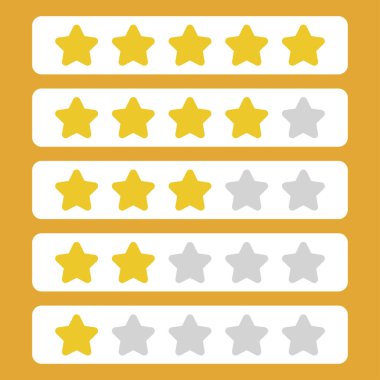 Beyaz arkaplanda izole edilmiş gözden geçirme yıldızları simgeleri