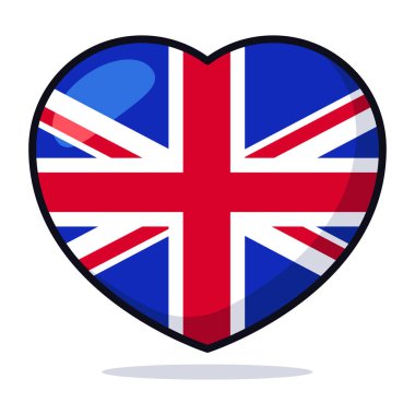 Kalp Şekli İngiliz Bayrağı, vektör illüstrasyonu 