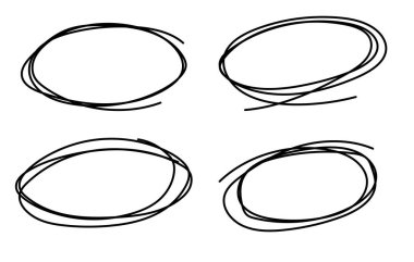 Çizilmiş Scribble Ovals düz simgesi, vektör illüstrasyonu 