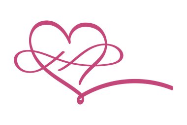  Kaligrafi Kalp Simgesi Vektör İllüstrasyonu 