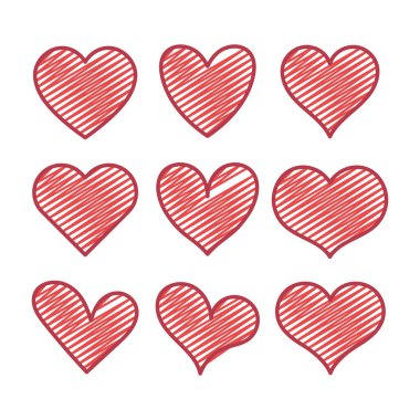 Kırmızı Kalpler Sketchy Biçimi