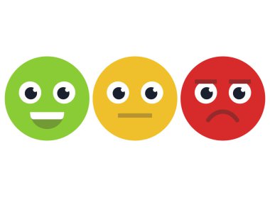 Üç geri bildirim Emoji Mutlu Üzgün Orta Düz Biçim
