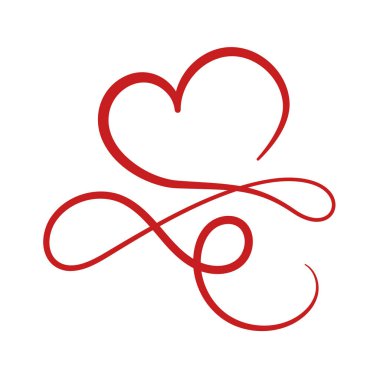 Kaligrafi Kırmızı Çift Kalp