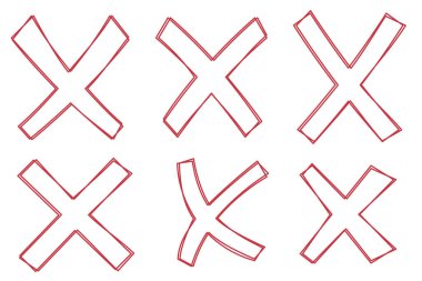 Doodle Cross İşaretleri Üst üste Çizgileri Ayarla