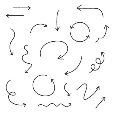 El Çizimi Oklar Koleksiyon Kalem Satırı